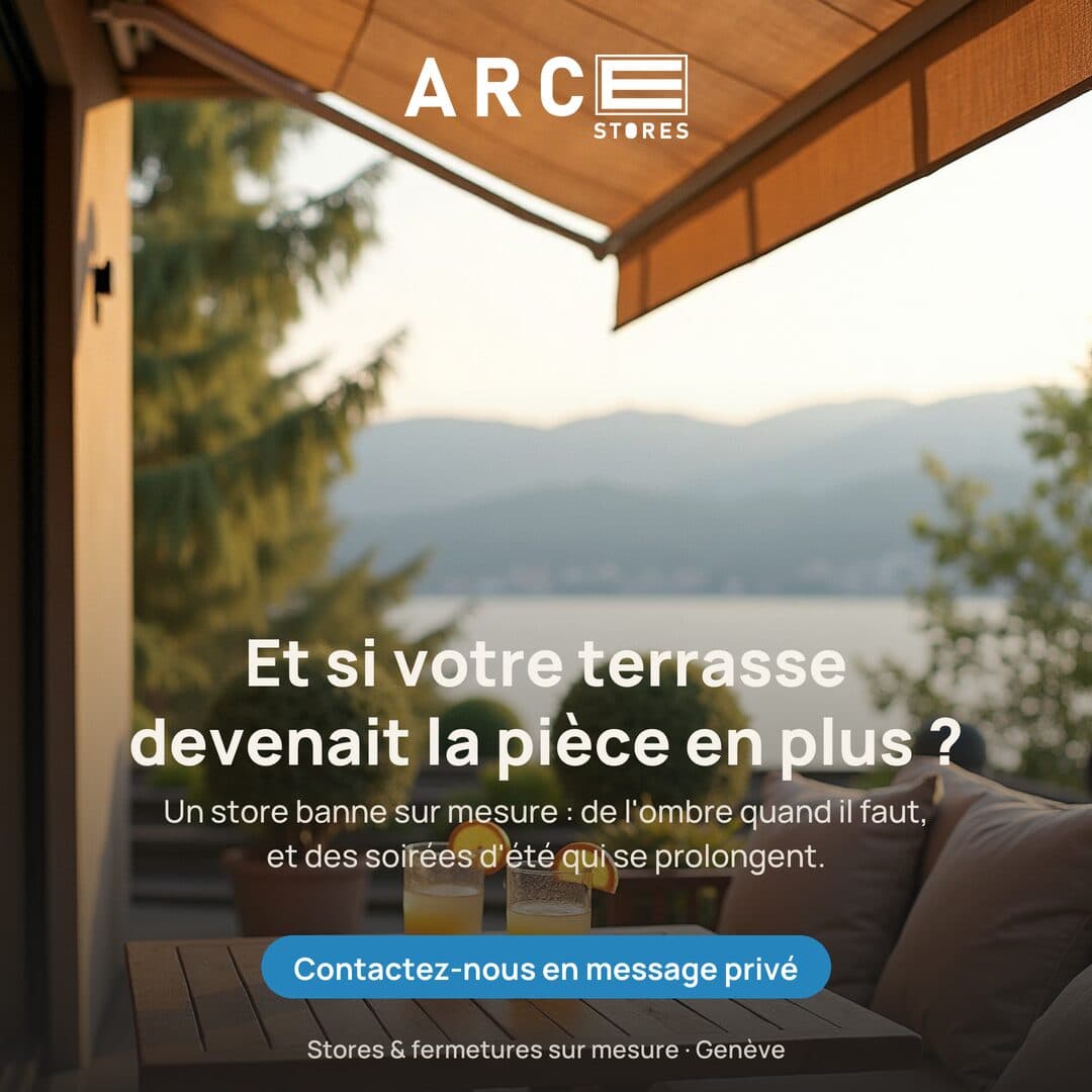 Arce Stores : Et si votre terrasse devenait la pièce en plus ? Un store banne sur mesure : de l'ombre quand il faut, et des soirées d'été qui se prolongent.